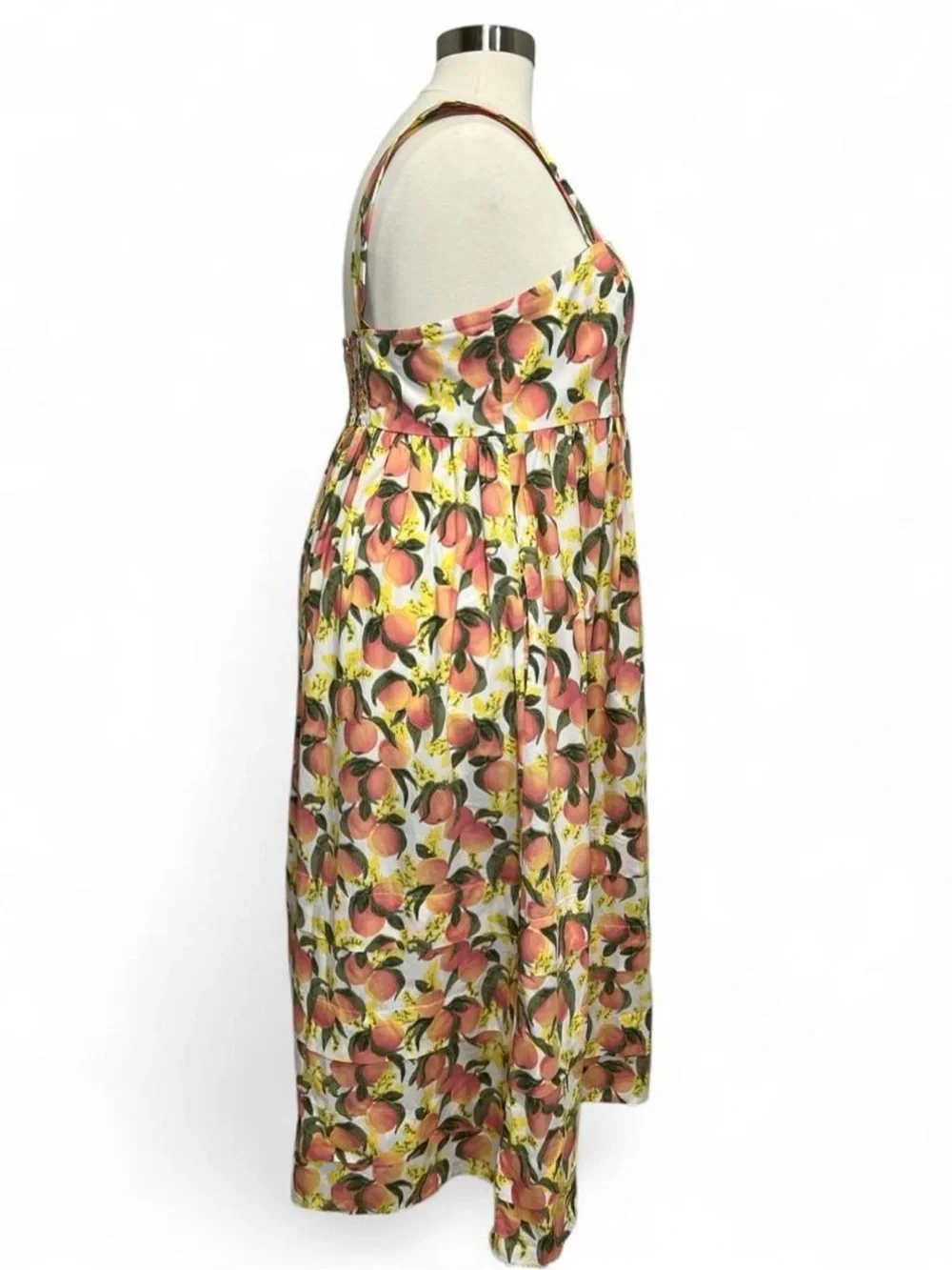 J.Crew Cotton Poplin Squareneck Midi Sun Dress- Peach print